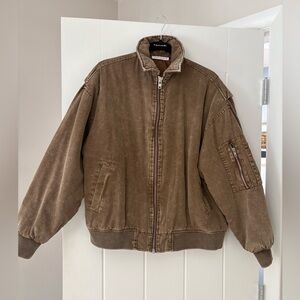 Tahari brand brown corduroy bomber jacket